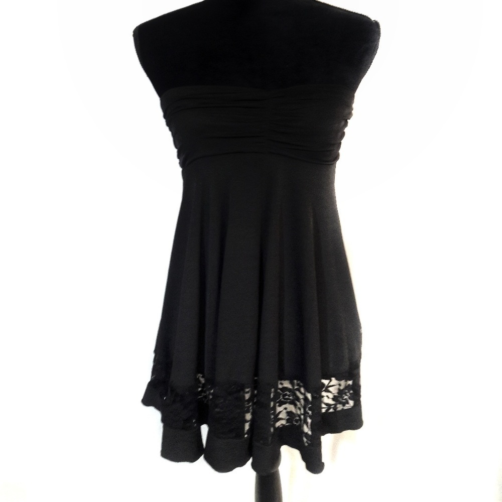 Joe B Black Lace Strapless Dress LBD Medium